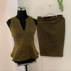 H&M Peplum Top With Fitted MIDI Slit Back Skirt